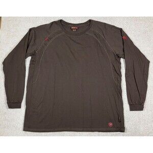 Ariat FR Shirt Men’s XXXL 3XL Long Sleeve Tee Crew Neck Brown Workwear CAT2 2112